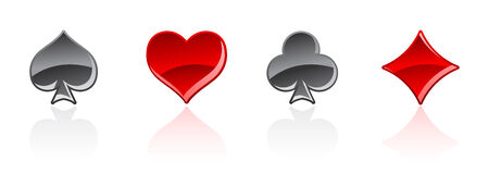 Vector illustration of glossy card symbols isolated on white backgroundのイラスト素材