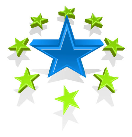 Vector illustration of blue and green glossy stars のイラスト素材