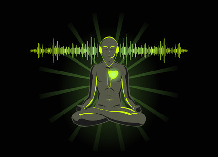 Vector illustration of yoga listening his heartのイラスト素材