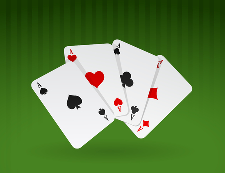 Vector illustration of four cards on green backgroundのイラスト素材