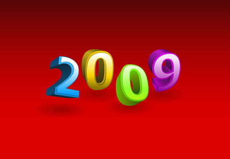 Vector 3d illustration - 2009 year on red background のイラスト素材