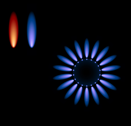 Vector gas stove with blue flamesのイラスト素材