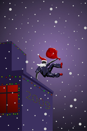 Vector Parkour Santa Claus With Bagのイラスト素材 イメージマート