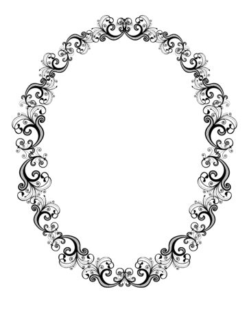 Vector illustration of black floral frame over white backgroundのイラスト素材