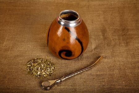 Argentinean Calabash with Bombilla, selective focus の写真素材