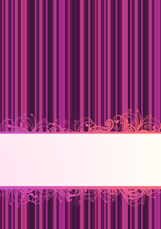 Vector illustration of purple striped wallpaper with floral copy-space のイラスト素材