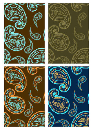Set of vector seamless paisley colorful backgrounds のイラスト素材