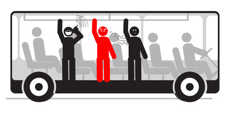 angry passenger in bus with screaming and stinky people のイラスト素材