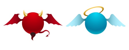 Vector simple devil and angel icons のイラスト素材