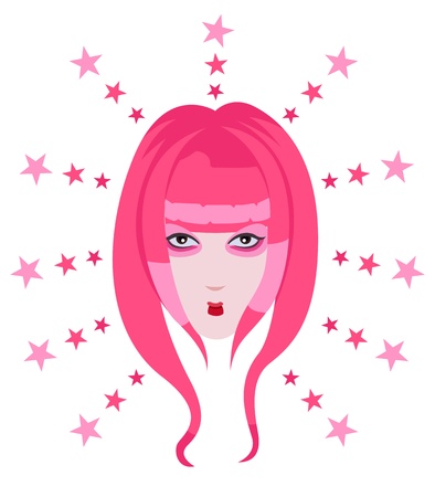 illustration of Japanese anime girl のイラスト素材