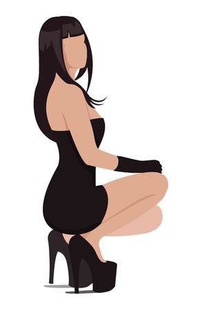 Illustration of sexy woman in mini-dress and high heels のイラスト素材