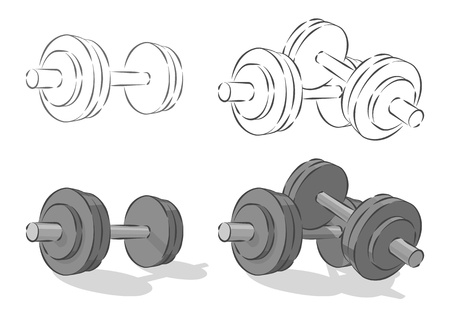  simple dumbbells, isolated on white background のイラスト素材