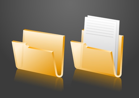 folder icons, empty and with documentのイラスト素材