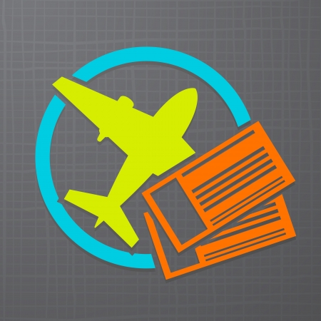 modern icon with airplane and air tickets のイラスト素材