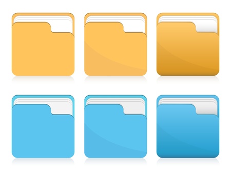  set of orange and blue folder icons のイラスト素材