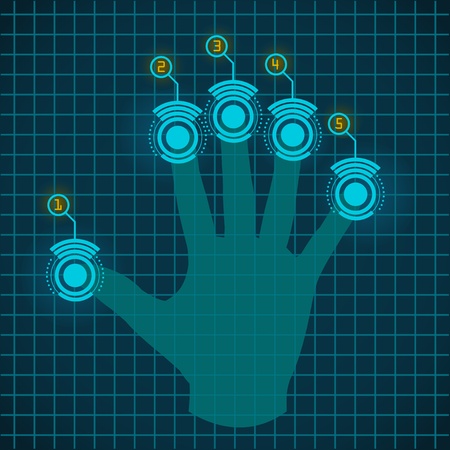 hand working with touch screen device 