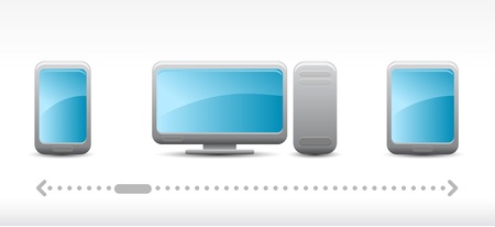 technology icons on light grey backgroundのイラスト素材