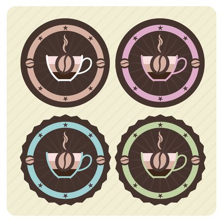 Set of vector coffee icons in vintage colorsのイラスト素材