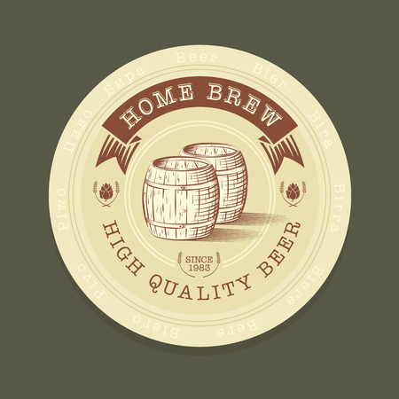 Vector illustration of beer tag in engraved style for advertisementのイラスト素材