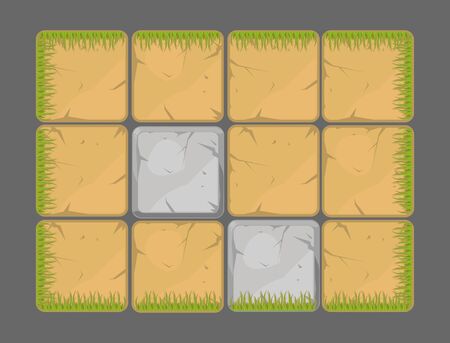 Vector natural background design elements, earth, grass, stoneのイラスト素材