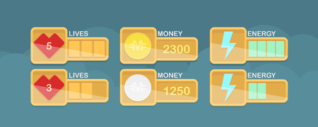 Vector design elements for casual game interface with life, money and power stats, eps10のイラスト素材