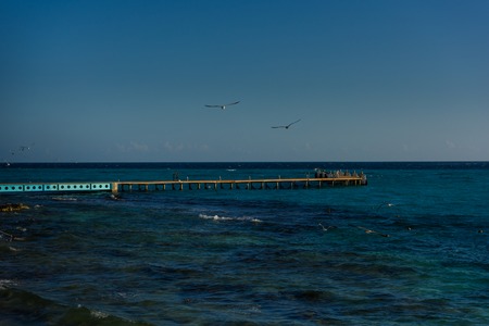 Sea pier on the island of Mujeres. Mexico. ISLA MUJERES,の写真素材