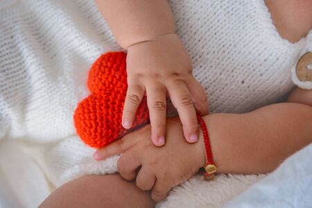 Hand of the newborn in a beautiful pose.の写真素材