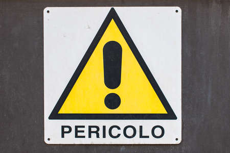Hazard warning sign exclamation markの写真素材