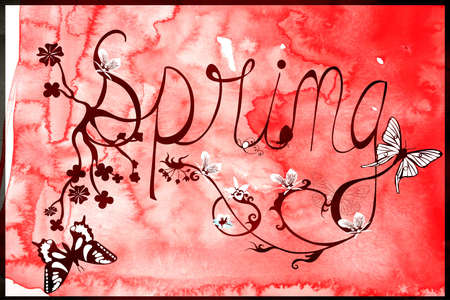 Spring patterns on a grungy backgroundの写真素材