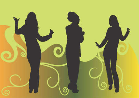 Two female and a male silhouettesの写真素材