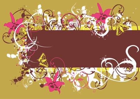 Grungy illustration of a floral frameのイラスト素材