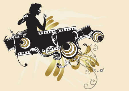 Illustration of a woman and decorative patternsのイラスト素材