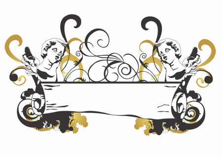 Illustration of a retro parchment and decorative patternsのイラスト素材