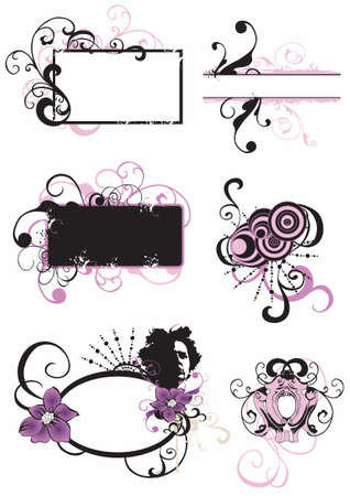 Set of grungy frames and design elementsのイラスト素材