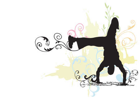 Illustration of a dancer and decorative patternsのイラスト素材