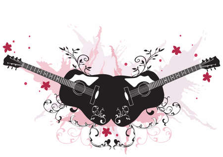 Illustration of guitars and decorative patternsのイラスト素材