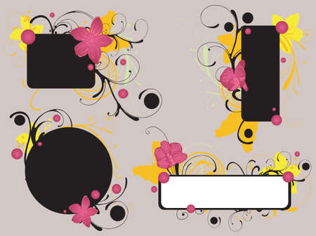 Set of decorative frames with floral patternsのイラスト素材
