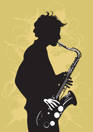 Illustration of a man playing saxophoneのイラスト素材