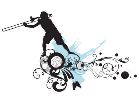 Illustration of a man playing tromboneのイラスト素材