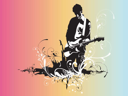 Illustration of a man playing guitarのイラスト素材