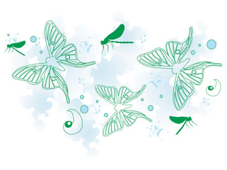 Illustration of a decorative background with butterfliesのイラスト素材
