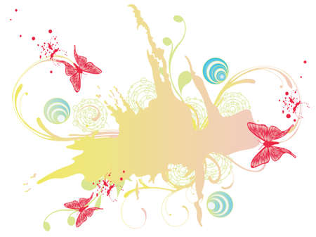 Illustration of a decorative background with butterfliesのイラスト素材
