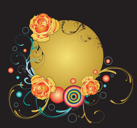 Illustration of a floral frameのイラスト素材