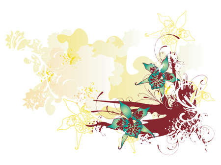 Illustration of orchids on a grungy backgroundのイラスト素材