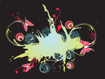 Illustration of a grungy background with butterfliesのイラスト素材