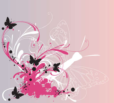 Illustration of a decorative background with butterfliesのイラスト素材