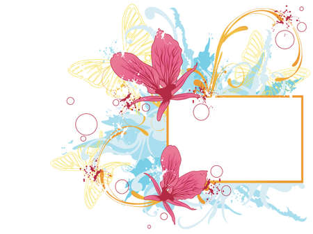 Illustration of a floral frameのイラスト素材