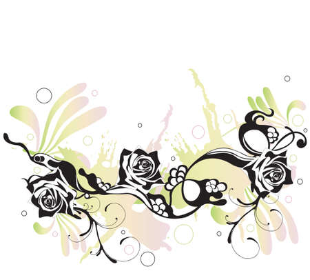 Illustration of roses and decorative patternsのイラスト素材