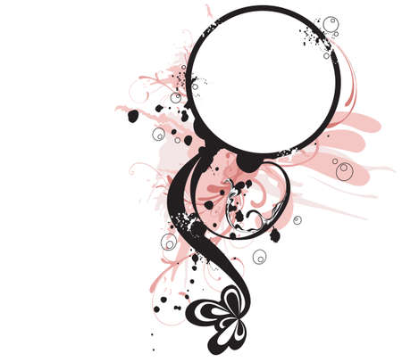 Illustration of a retro frame and decorative patternsのイラスト素材