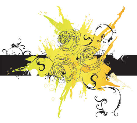Illustration of roses and grungy patternsのイラスト素材